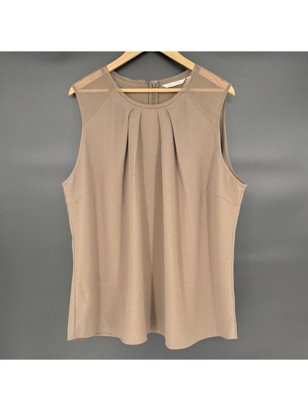 Soft Surroundings Womens Pleated Sleeveless Blouse 2X Brown Office Career Work